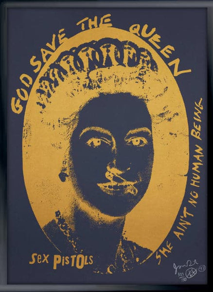 God Save The Queen, Gold On Blue by Jamie Reid | Enter Gallery