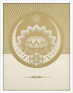 Framed Obey Lotus Crescent White and Gold