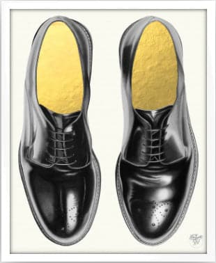 Framed Rich Man's Shoes, Gold Foil