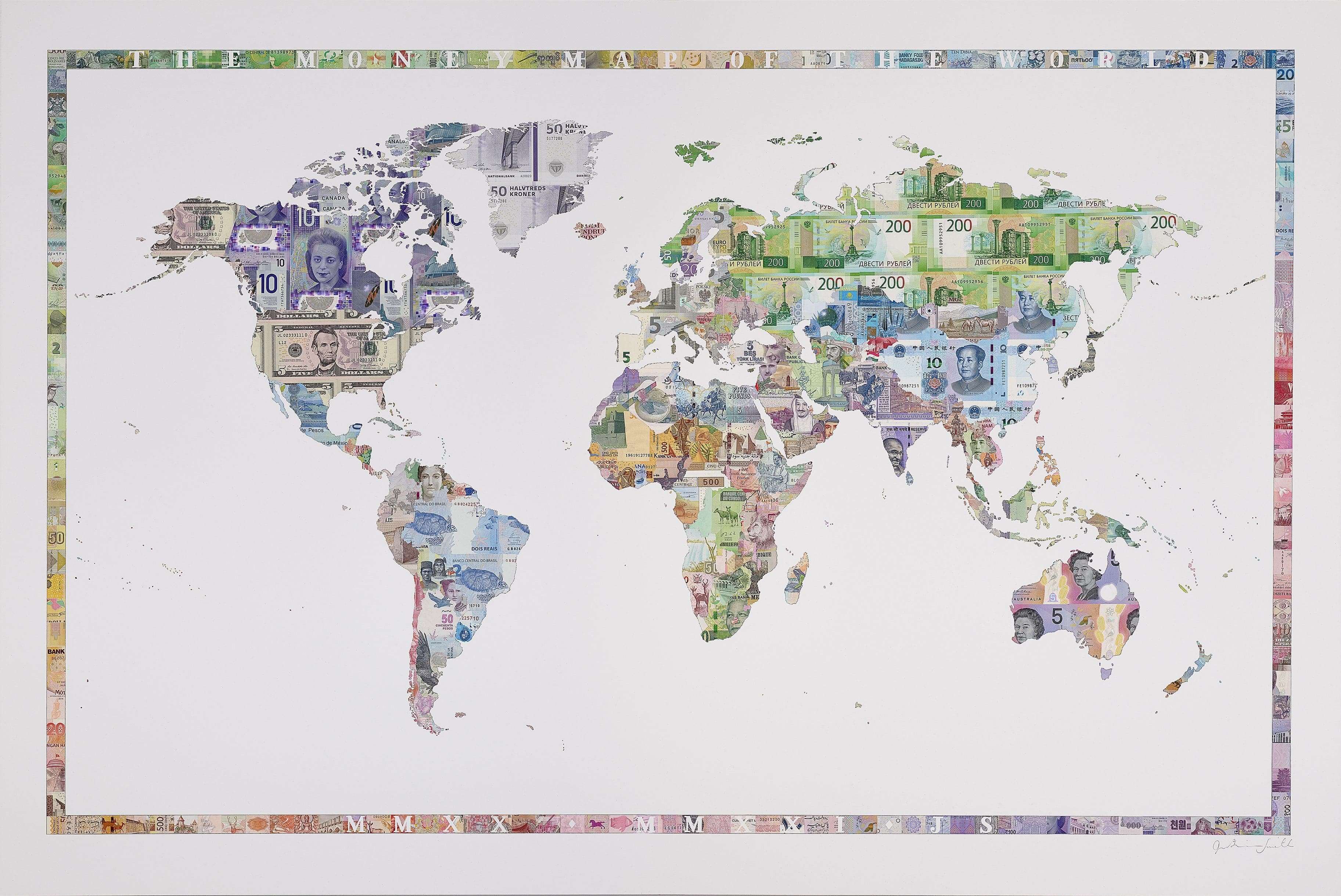 World Monetary Map Money Map of the World by Justine Smith | Enter Gallery