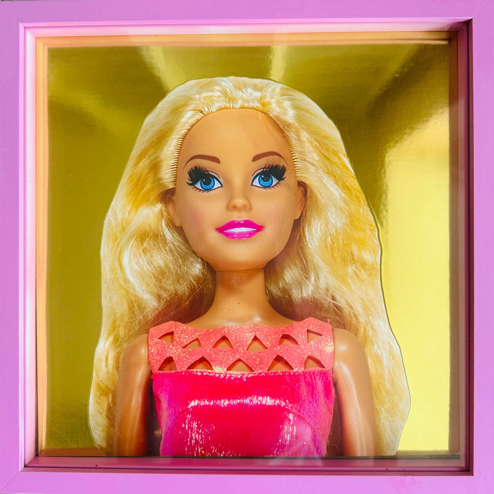 Barbie Gold, Pastel Pink Framed