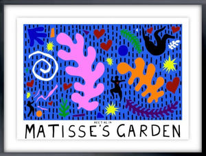 Framed Meet Me in Matisse's Garden (Lapis Lazuli)