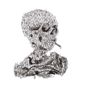 Skull of a Skeleton with Berning Cigarette artwork by Richard Berner 