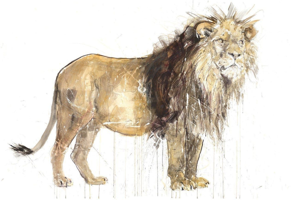 Lion, Gold Leaf by Dave White | Enter Gallery