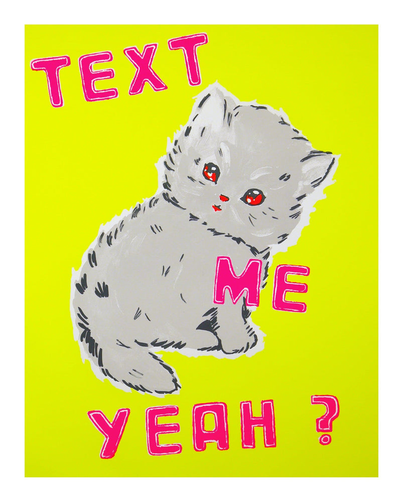 TEXT ME YEAH Yellow artwork by Magda Archer 