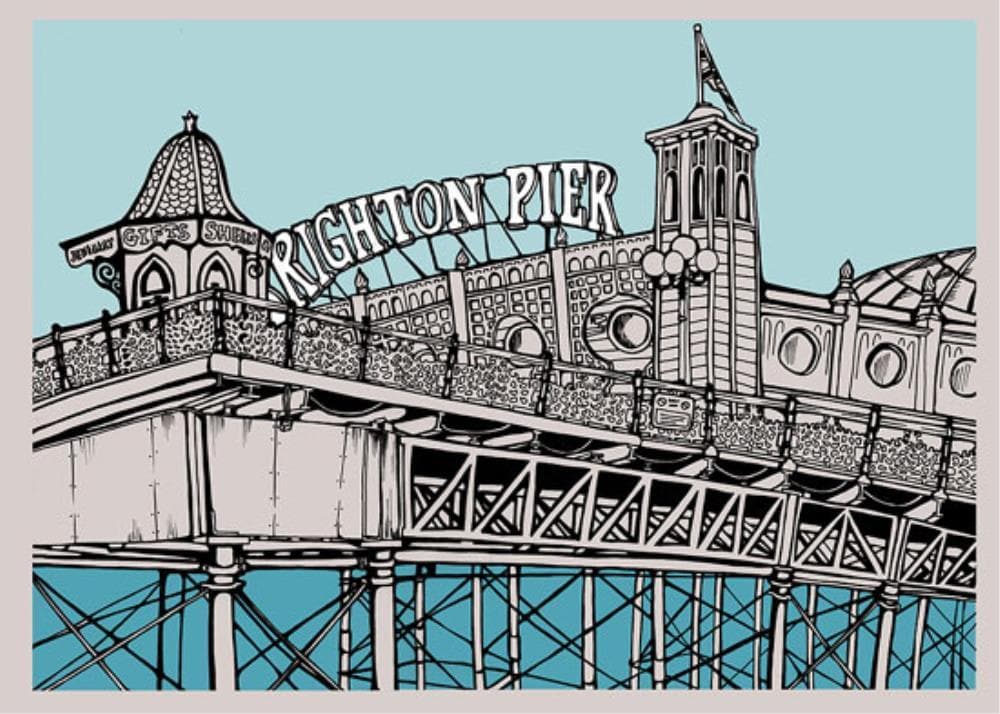 Brighton Pier, Blue artwork by Jo Peel 