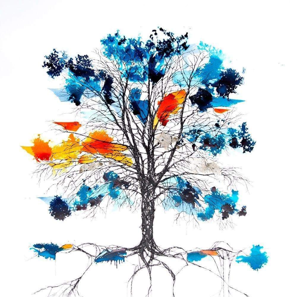 FRAMED Copper Beech Web Blue and Orange (Limited Edition of 100) By Rob Wass