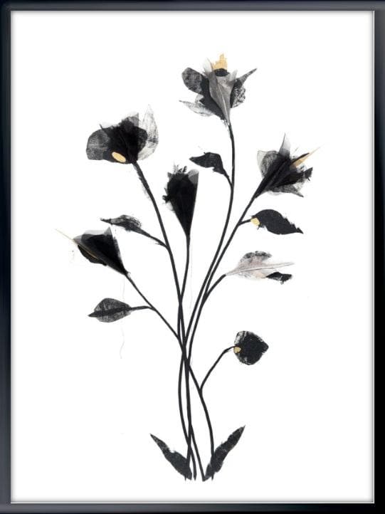 Framed Shadow Flowers Gold