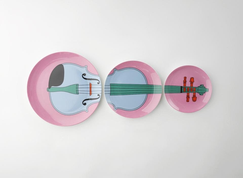 Violin Plates Pink artwork by Michael Craig-Martin 