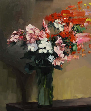 Red Pink and White Flowers After Fantin-Latour artwork by Chris Kettle 