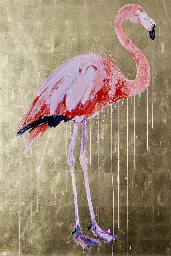 FRAMED Flamingo II Gold Leaf (Limited Edition 30) Dave White | Enter Gallery