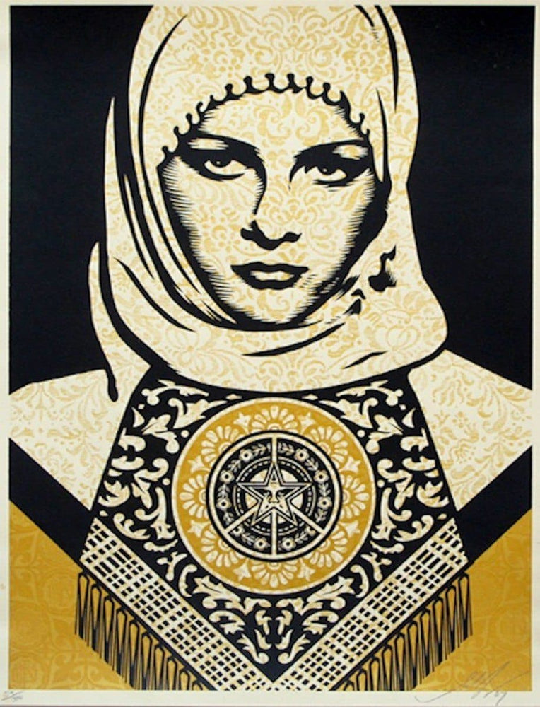 Arab Woman, Gold artwork by Obey (Shepard Fairey) 