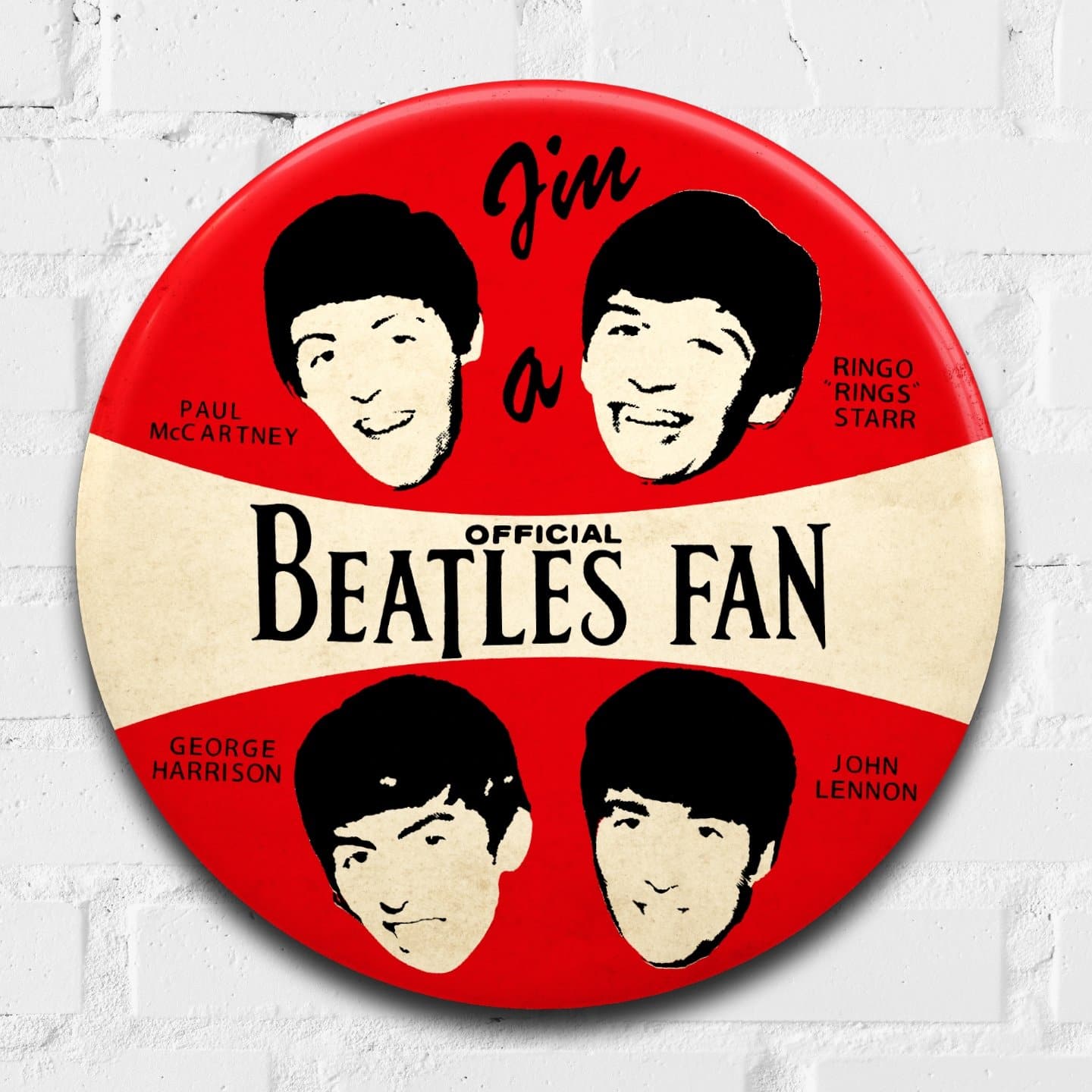 The Beatles Giant 3D Vintage Pin Badge by Tony Dennis aka Tape Deck Art ...