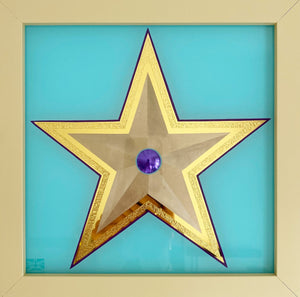 Lucky Stars, Aqua On Beige by Eddy Bennett | Enter Gallery