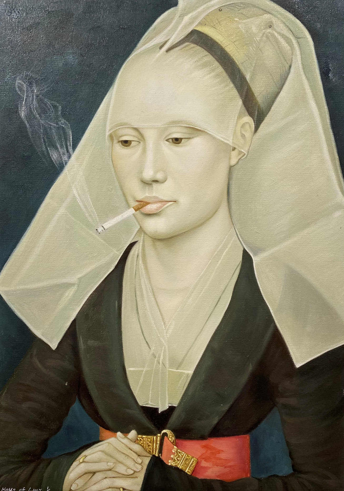 A Portrait Of A Lady Smoking A Cigarette