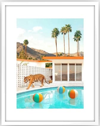 Framed Pool Desert Tiger, Large