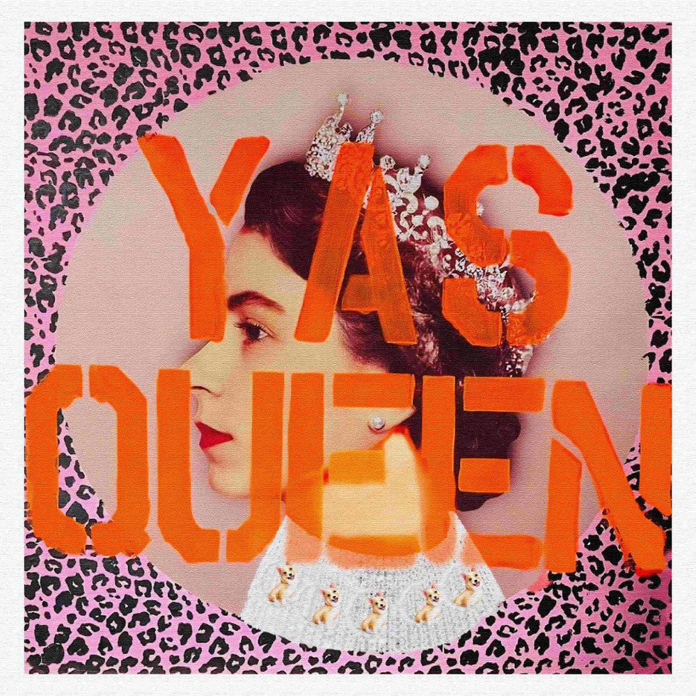 Yas Queen Corgi Diamante Pink And Orange