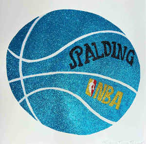 Glitter Basketball Blue, Framed Original