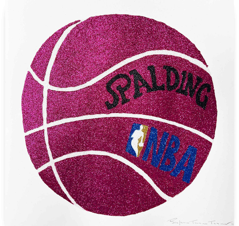 Glitter Basketball Fuchsia, Framed Original