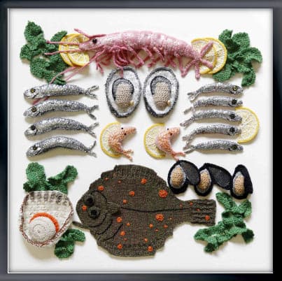 Framed Hand Sewn Seafood