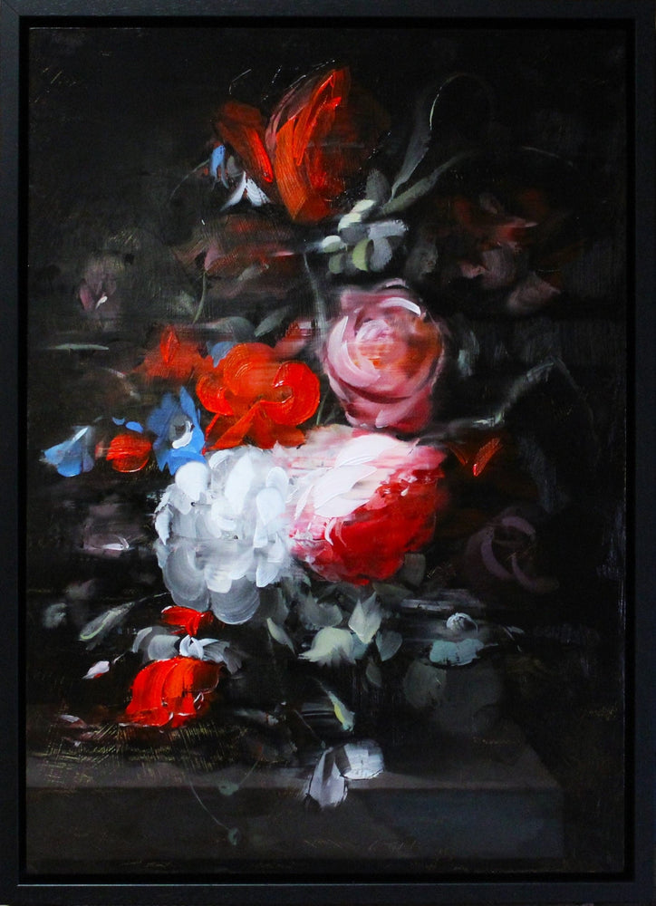 Flowers in a Vase After Rachel Ruysch, Framed Original