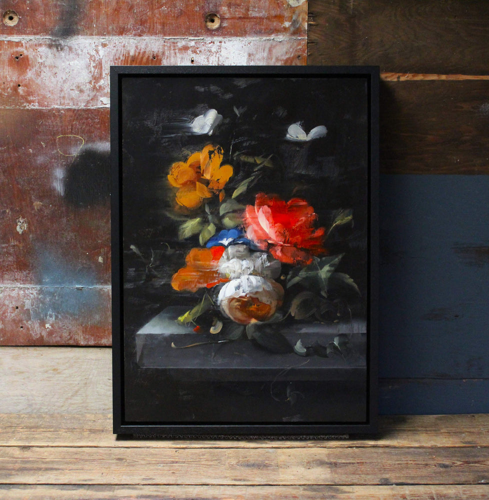 Flowers with Insects After Rachel Ruysch, Framed Original