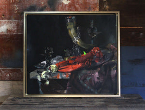Lobster with Lemon after Willem Kalf, Framed Original