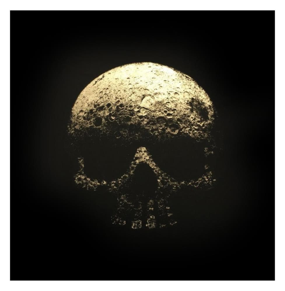 Legacy Moon Skull, Gold Leaf artwork by CJP 