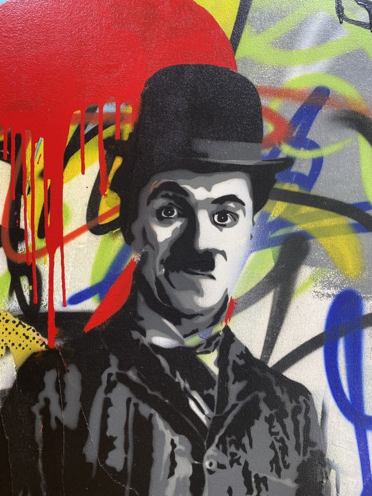 Charlie Chaplin Red Heart, Original On Canvas